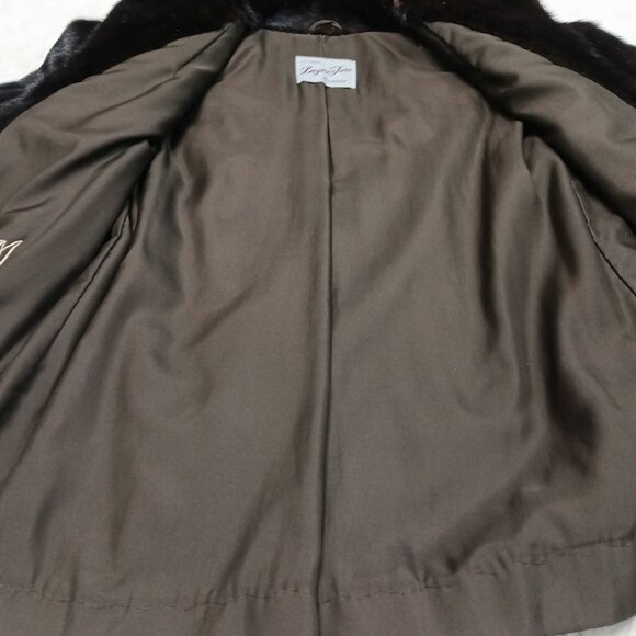 Vintage Lagase Furs Women's Brown Luxury Customized Mink Fur Coat Size L - Picture 9 of 14